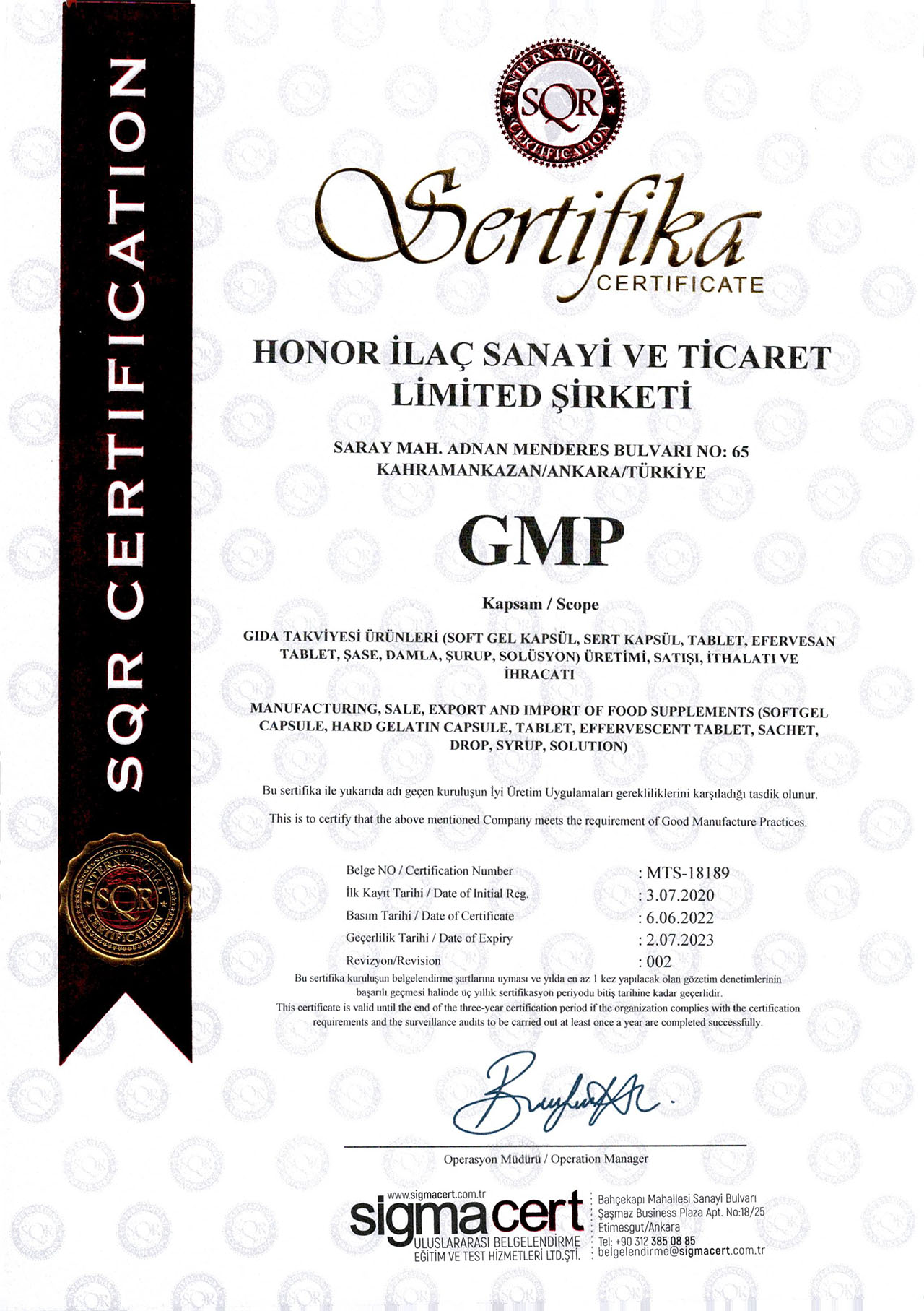 CERTIFICATES